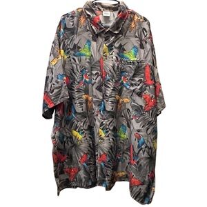 Happy Bay men's‎ button down short sleeve parrots hawaiian shirt plus size 3X